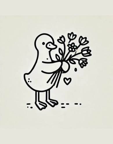Duck with Bouquet