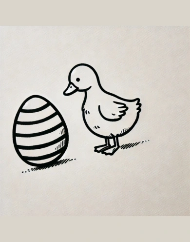 Duck with Painted Easter Egg