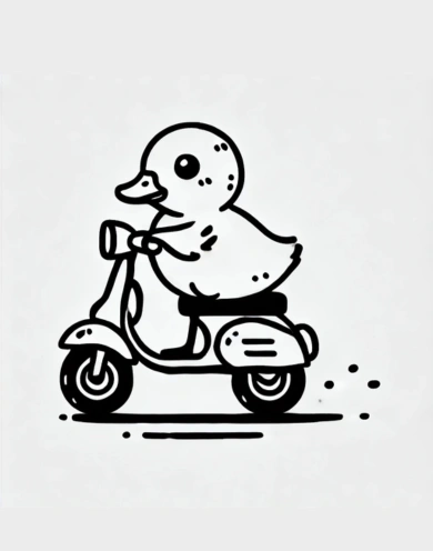 Duckling On Scooter