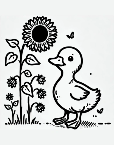 Duckling with Sunflower