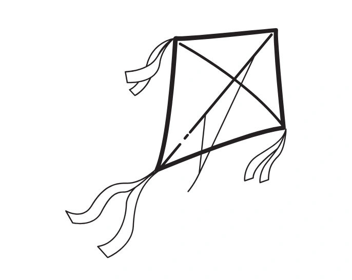 kite easy drawing