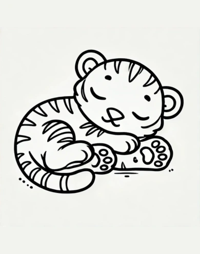 Baby Tiger Sleeping Drawing