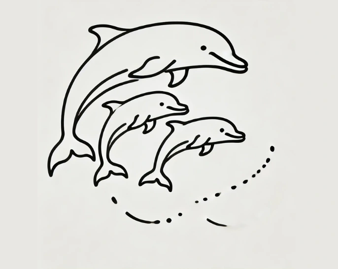 Dolphin Family Drawing