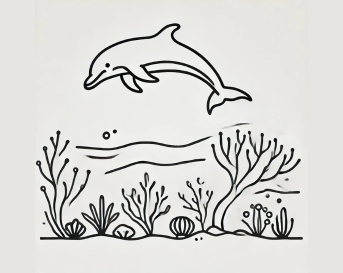 Dolphin with Coral Reef