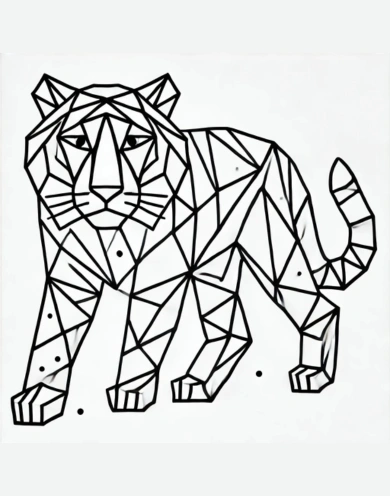 Easy Geometric Tiger Drawing