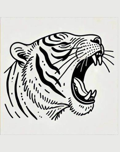 Roaring Tiger Drawing