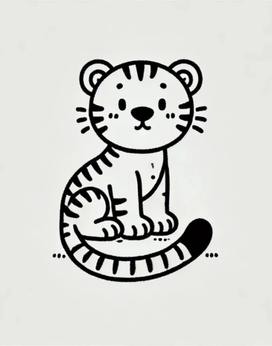 Sitting Tiger Drawing