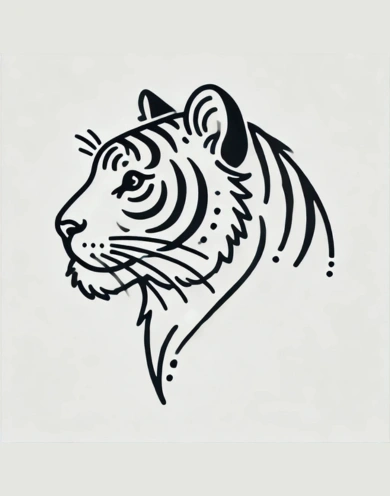 Tiger Head Profile Drawing