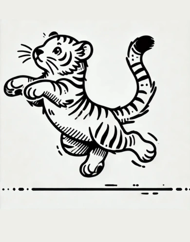 Tiger Jumping Drawing