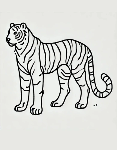 Tiger Outline Drawing