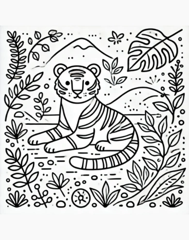 Tiger in Jungle Drawing