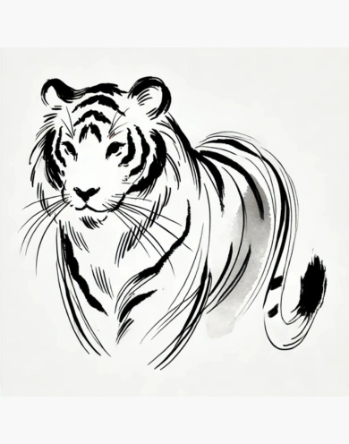 Watercolor Style Tiger DrawingWatercolor Style Tiger Drawing