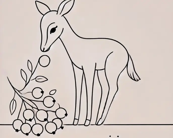 An antelope jumping over a small stream drawing