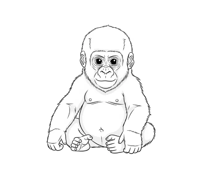 baby gorrila sitting