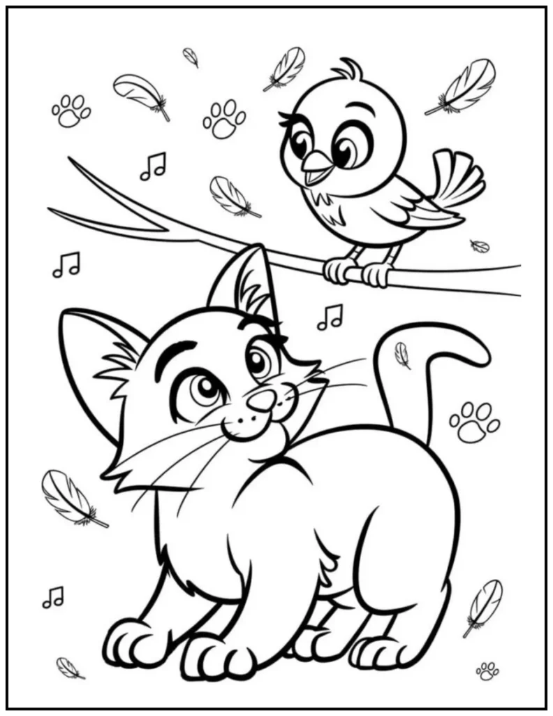 cat with a bird