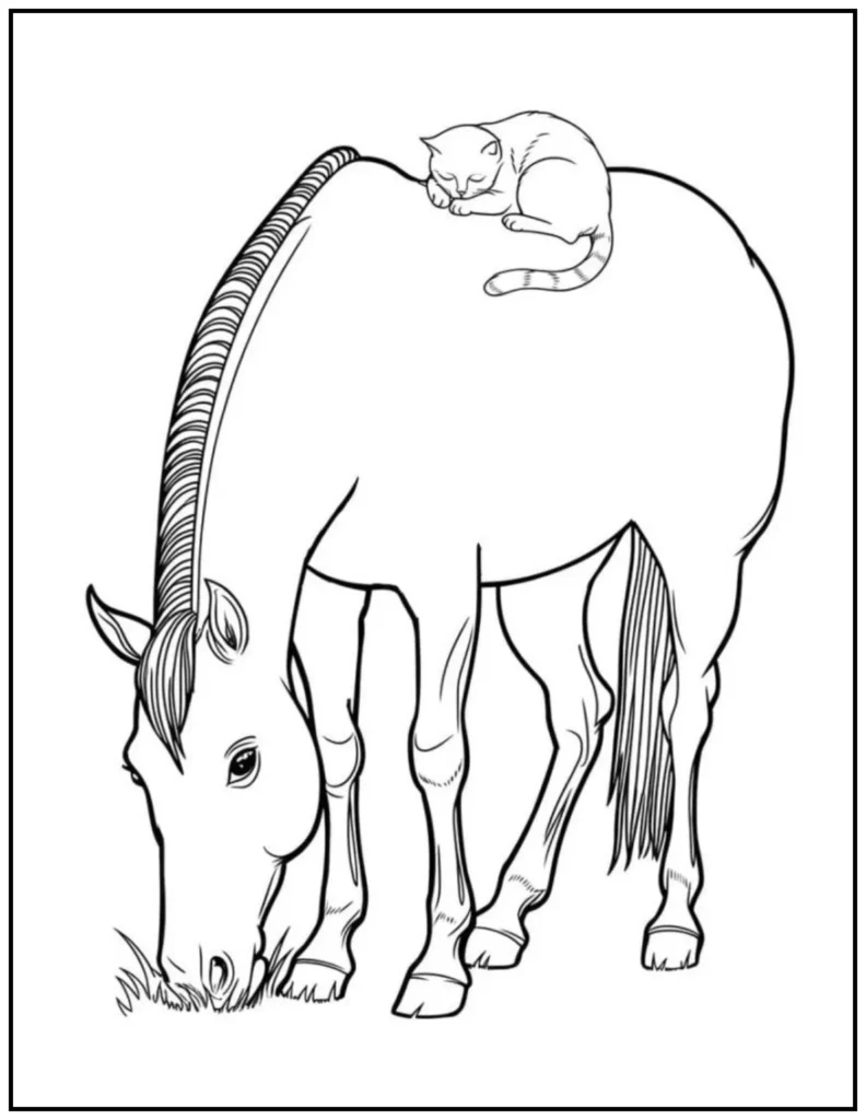 A cat and a horse