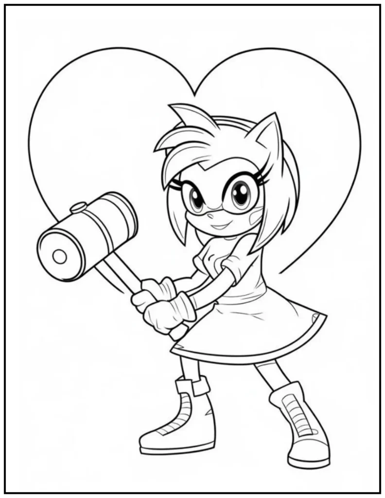 Amy Rose holds her powerful hammer