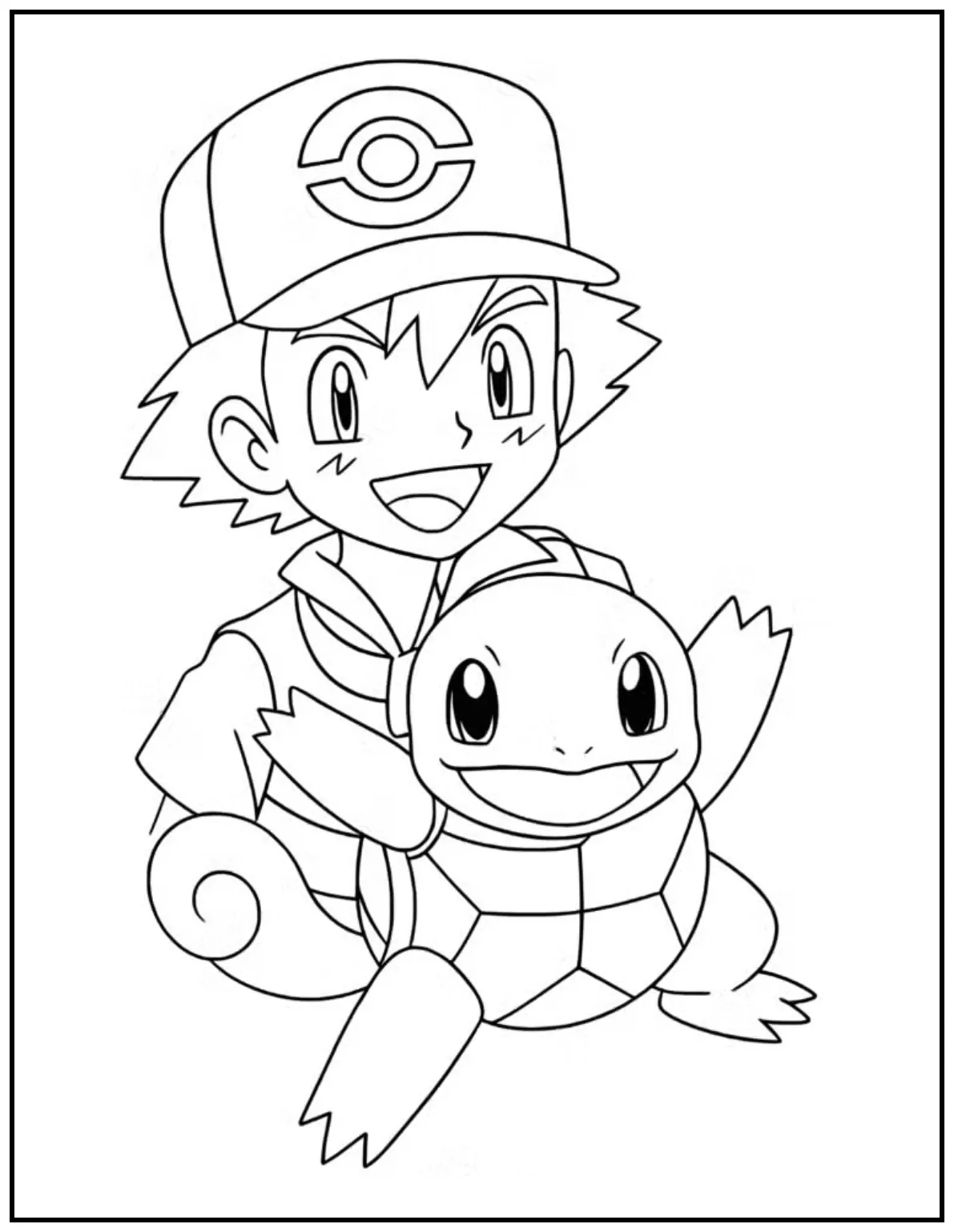 Ash smiles with Squirtle