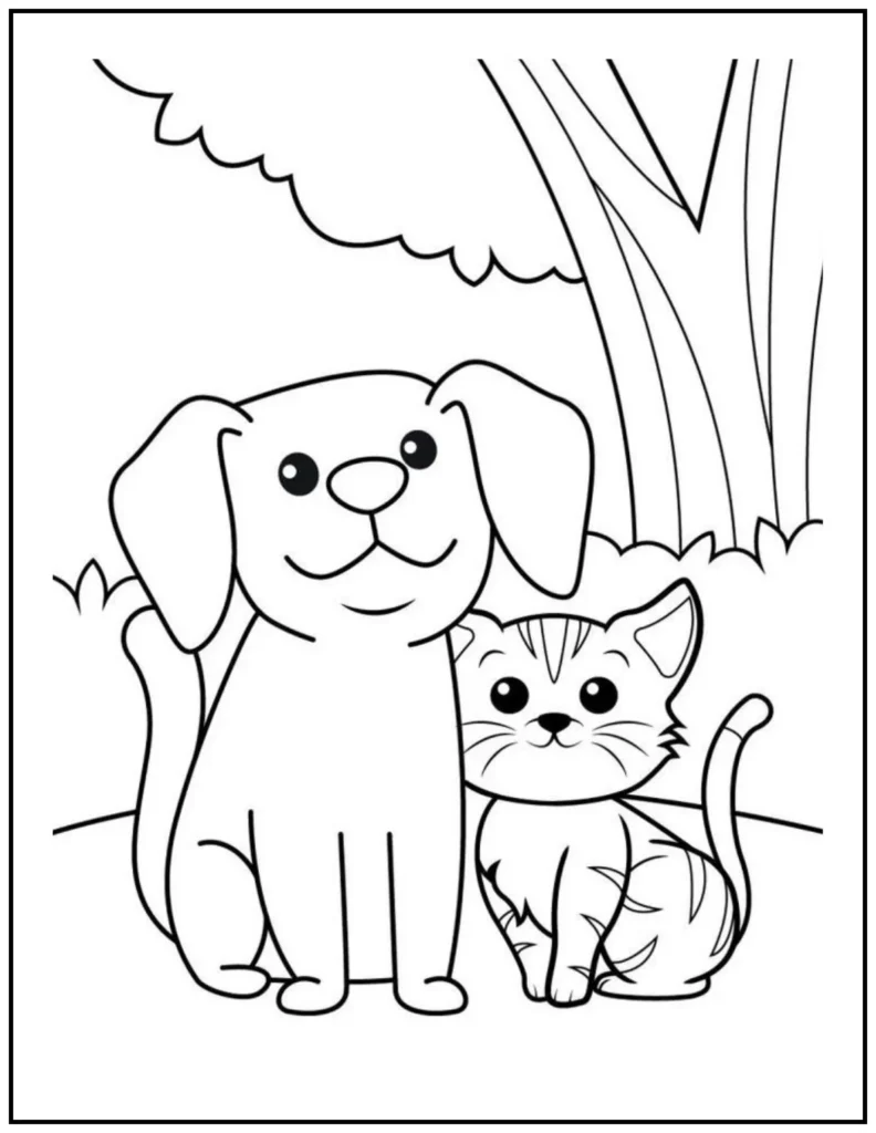 Sweet cat and dog