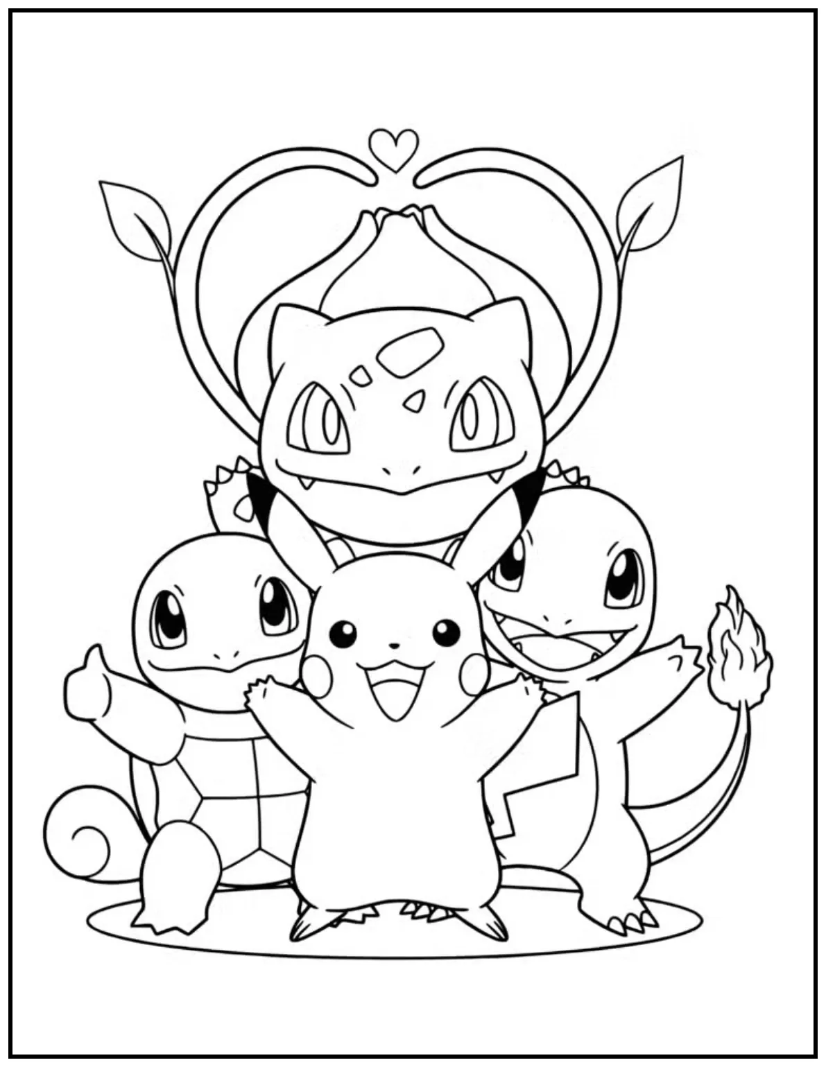 Charmander, Squirtle, Pikachu, and Bulbasaur