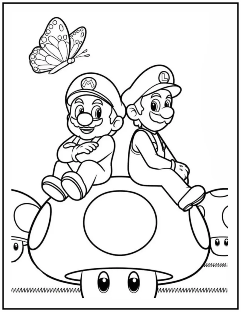 Mario and Luigi on a giant mushroom