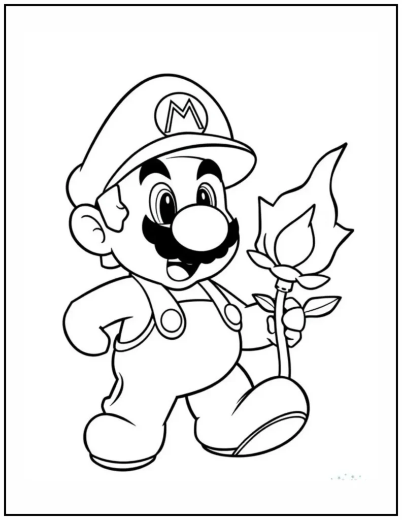 ario holding a fire flower,