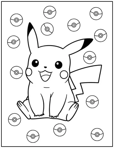 Pikachu with pokeballs