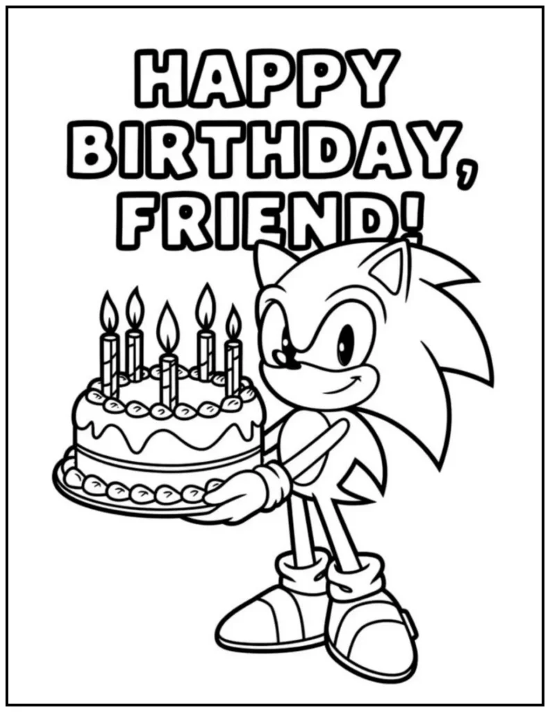 sonic happy birthday coloring page