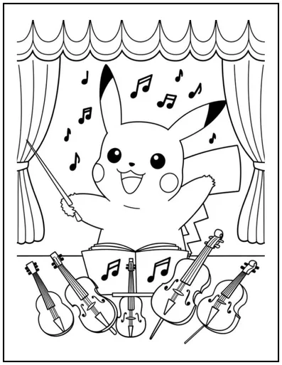 Pikachu leads a full orchestra