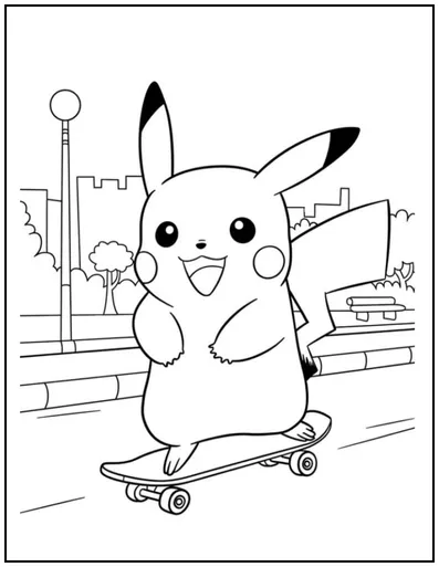 Pikachu with skateboarding