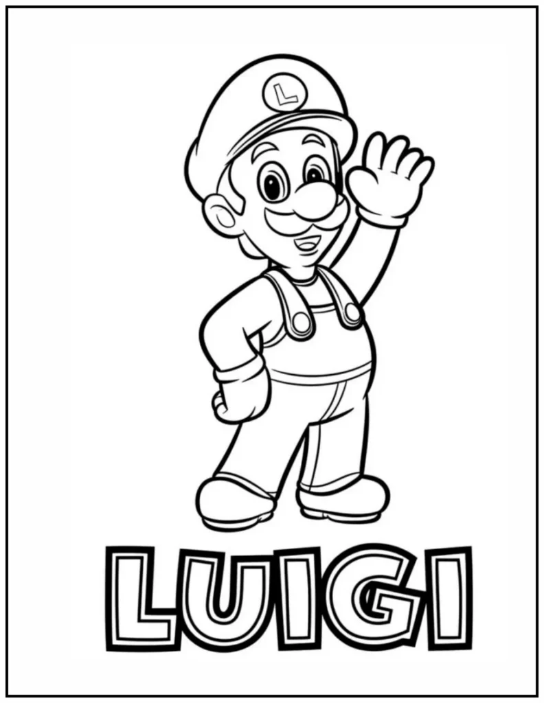 Luigi’s waving with smile