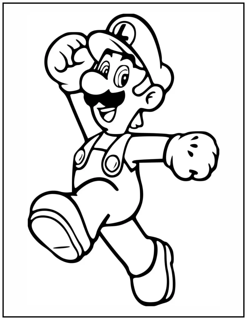 Mario is on the move coloring page