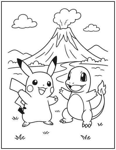 Pikachu and Charmander
