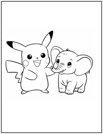 Pikachu and this adorable baby elephant