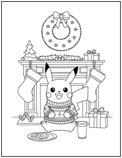Pikachu in a cozy Christmas sweater