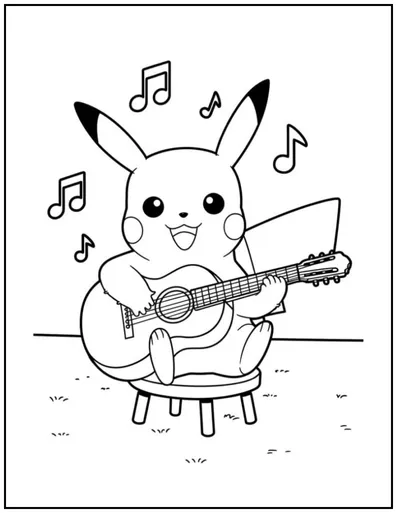 Pikachu strums the guitar