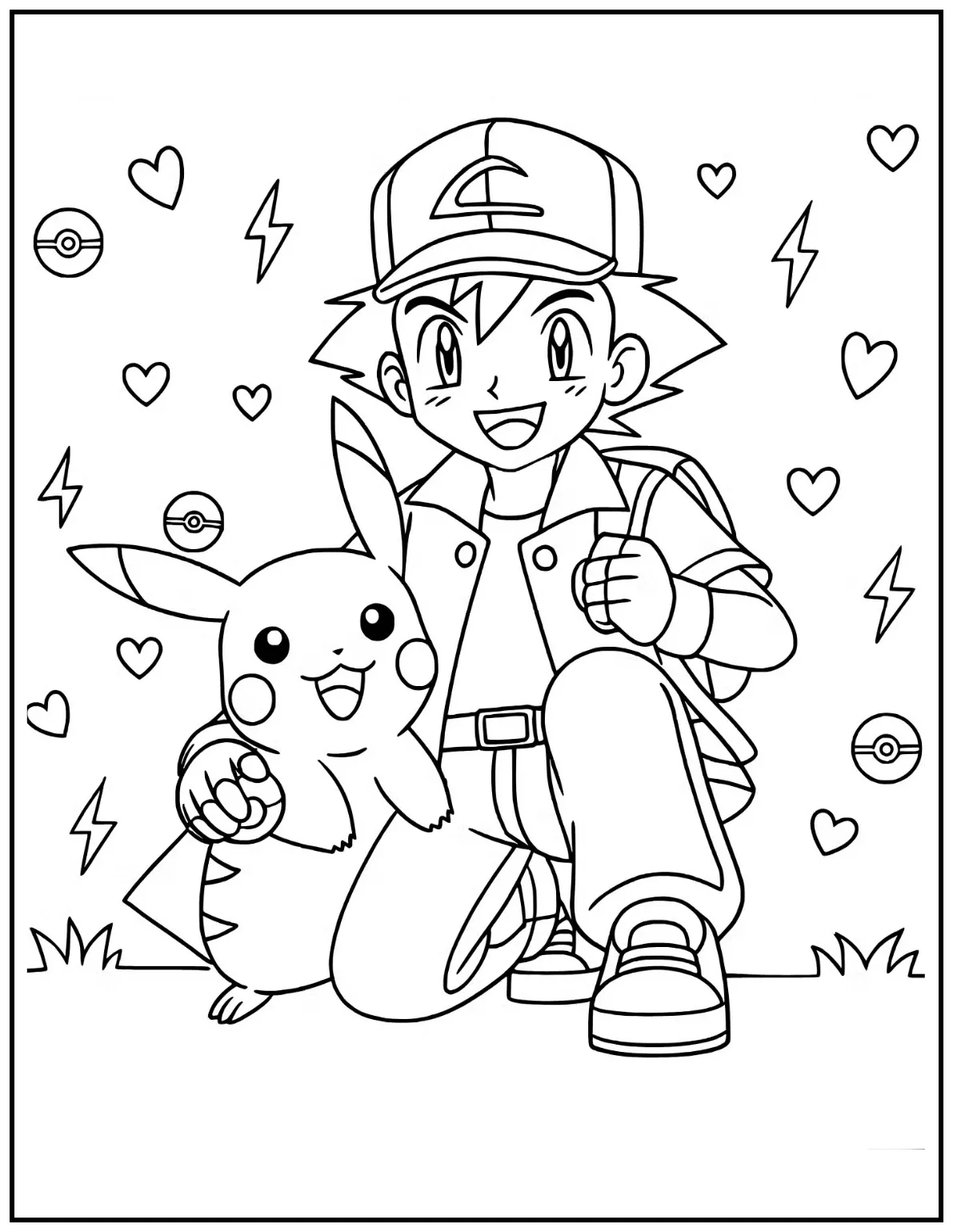 Pikachu walks beside Ash
