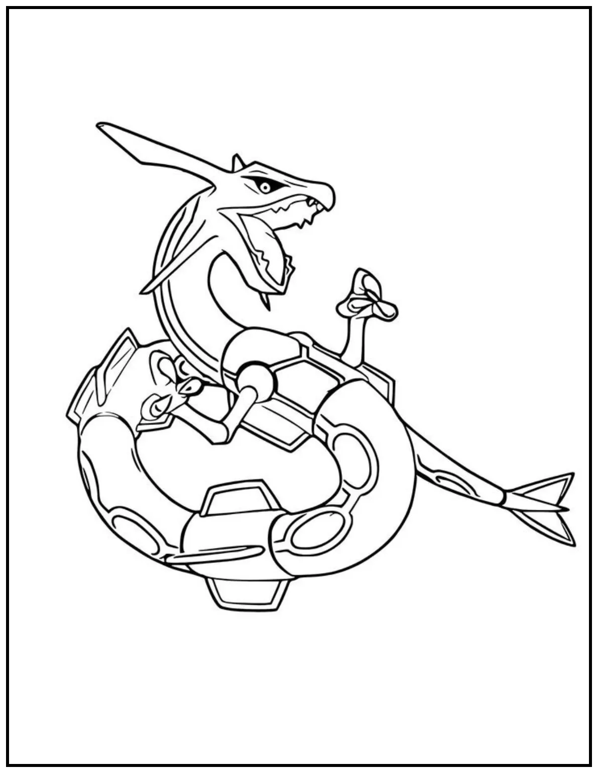 Rayquaza coils in mid-air