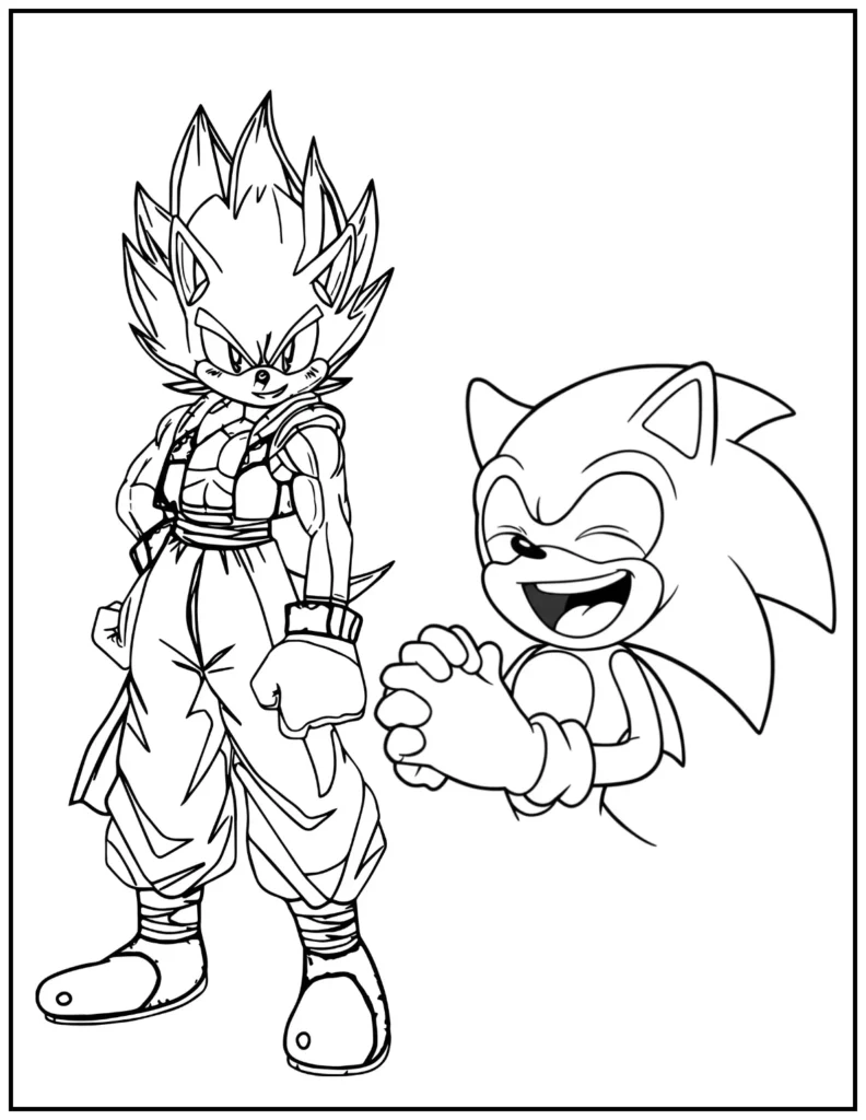 Sonic and Goku duo coloring page