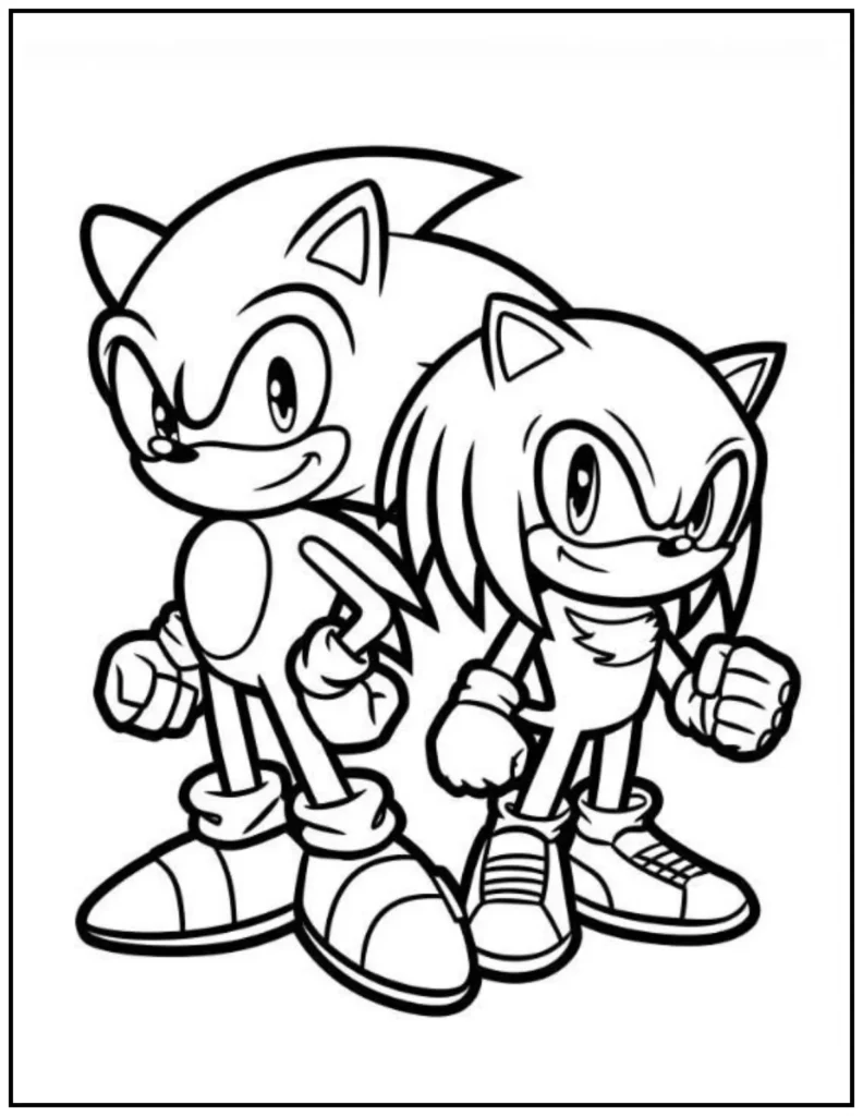 Sonic and Knuckles coloring page