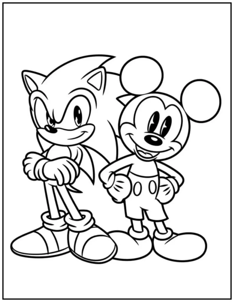 Sonic and Mickey coloring page