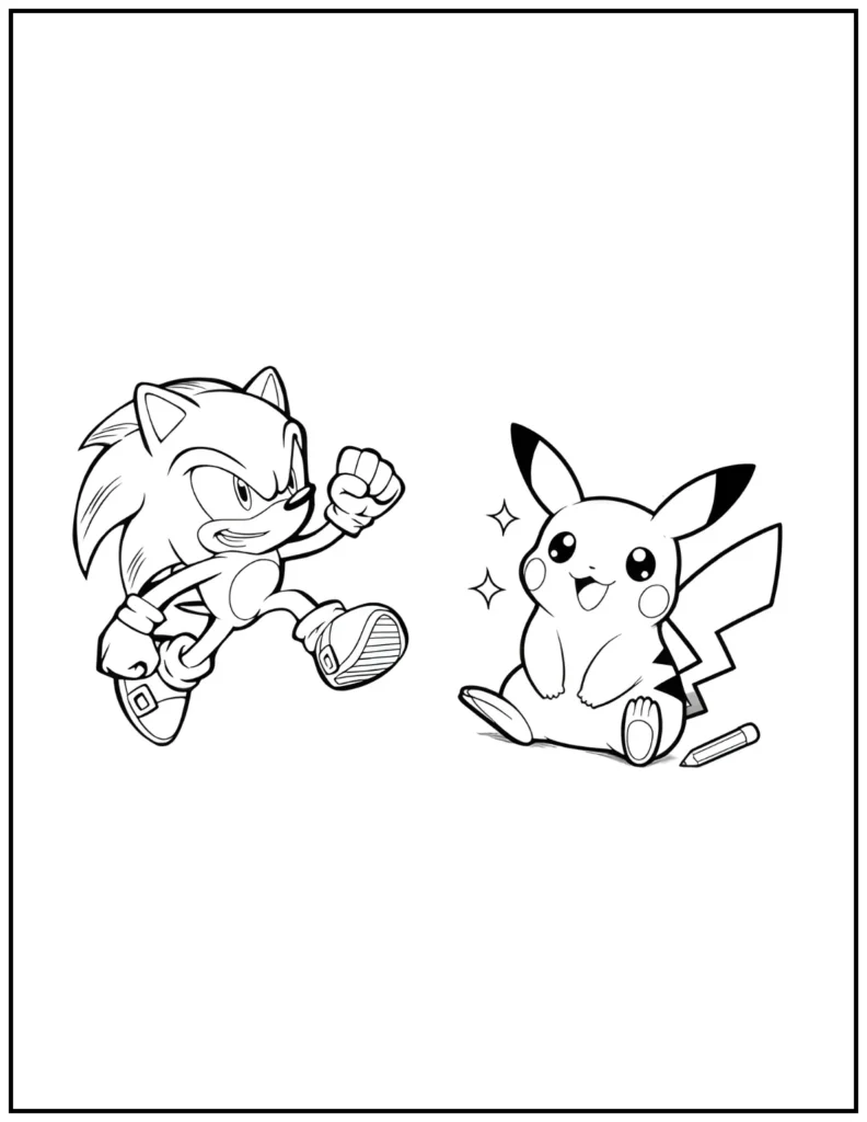 Sonic and Pikachu coloring pae