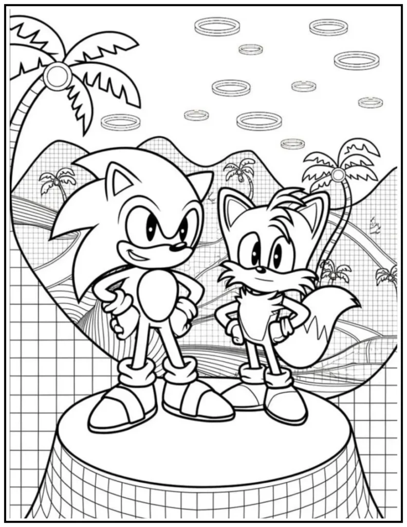 Sonic and Tails coloring page
