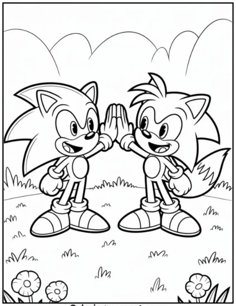 Sonic and Tails strike a friendly pose together, showing their teamwork.