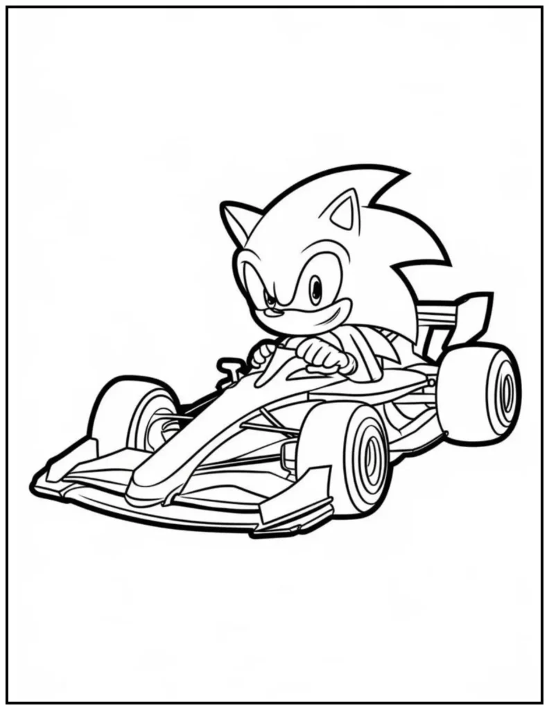 Sonic dashes past a speeding car, proving he’s the fastest!