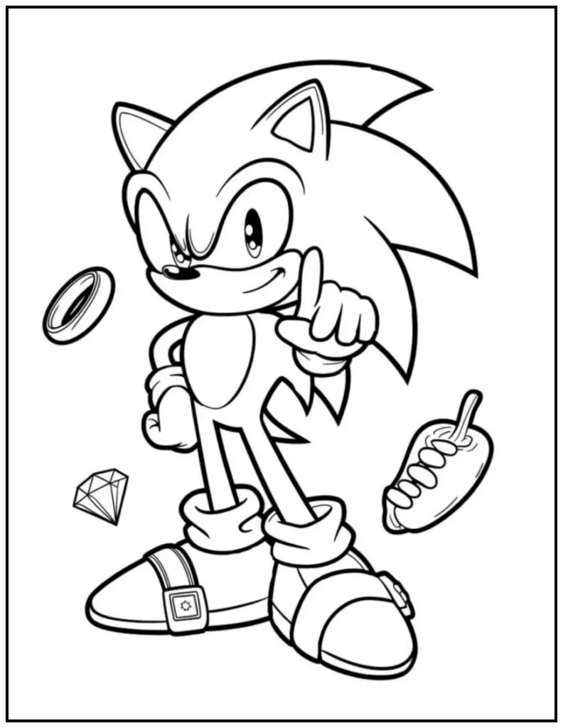 Sonic is surrounded by his favorite things