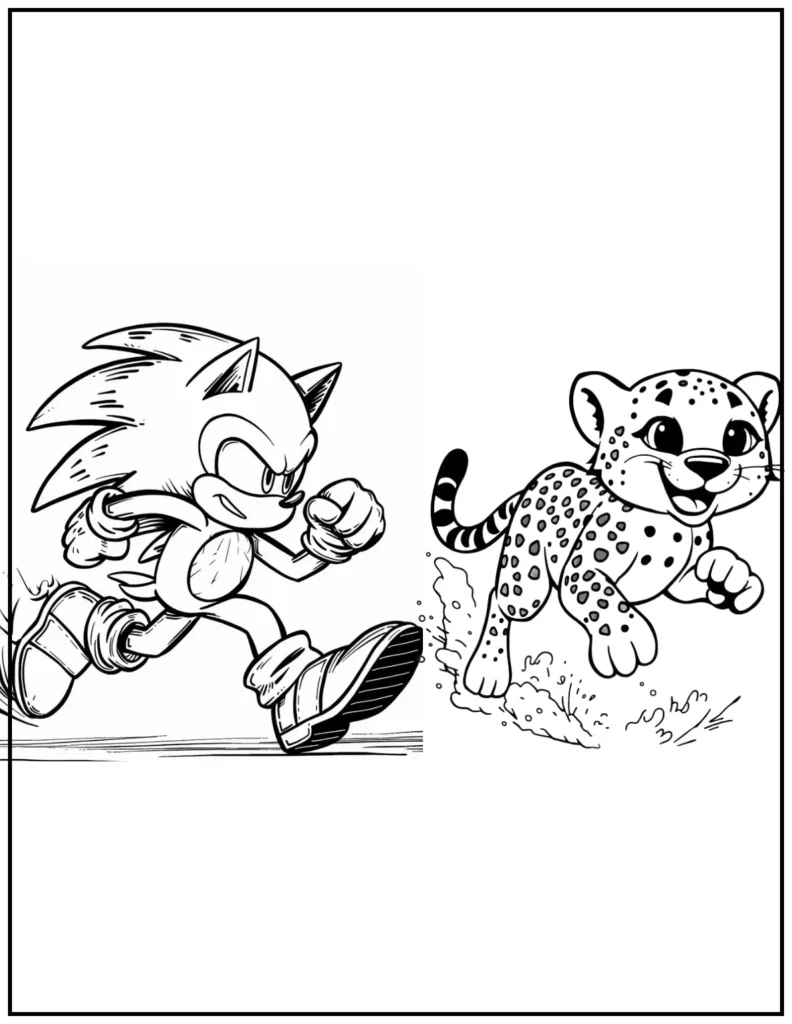 sonic with cheetah coloring page