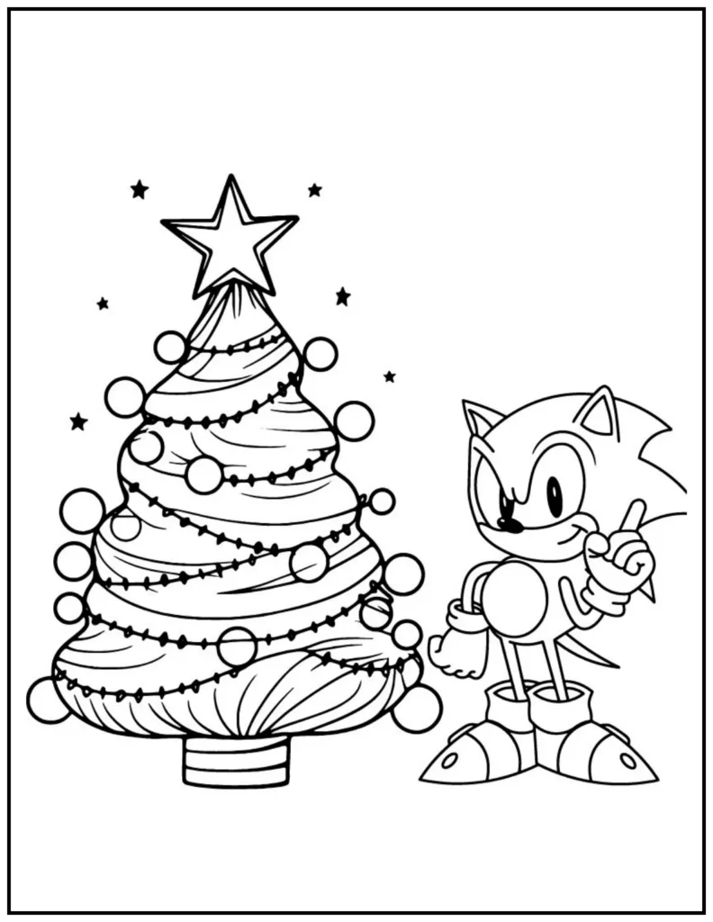 sonic with christmas coloring pages