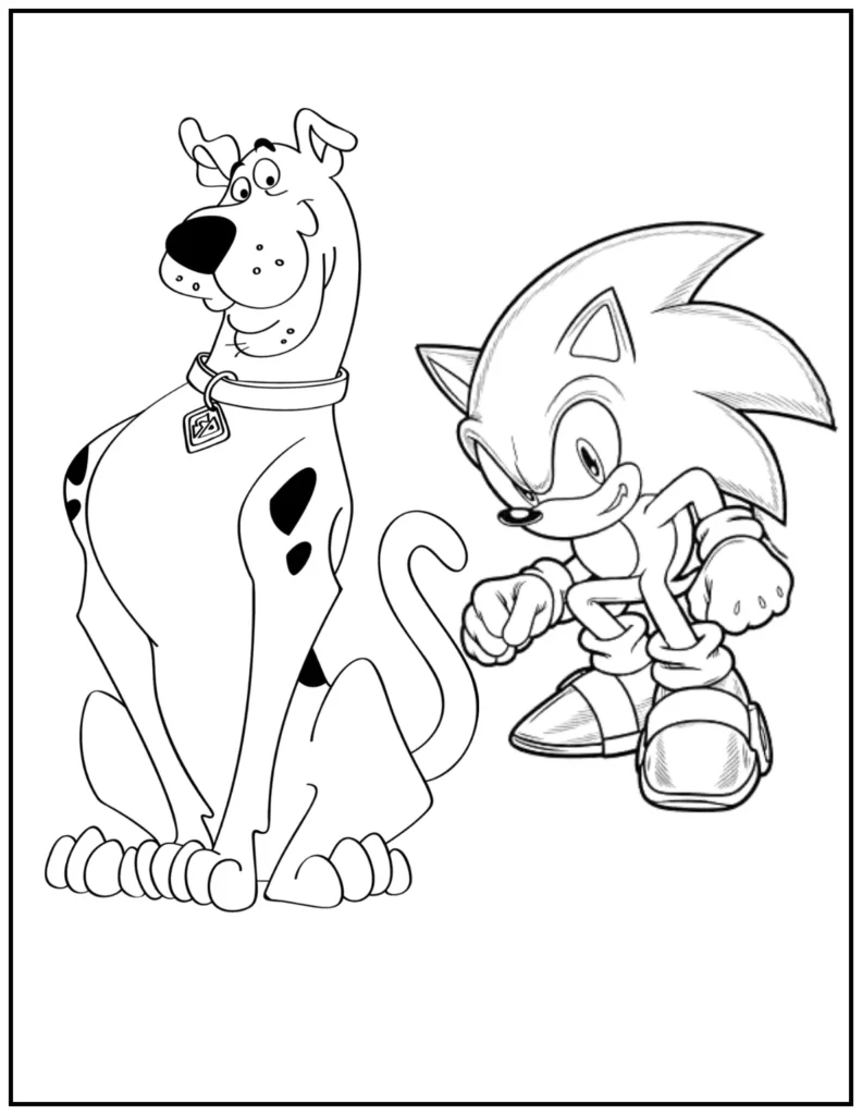 Sonic with Scooby-Doo coloring page