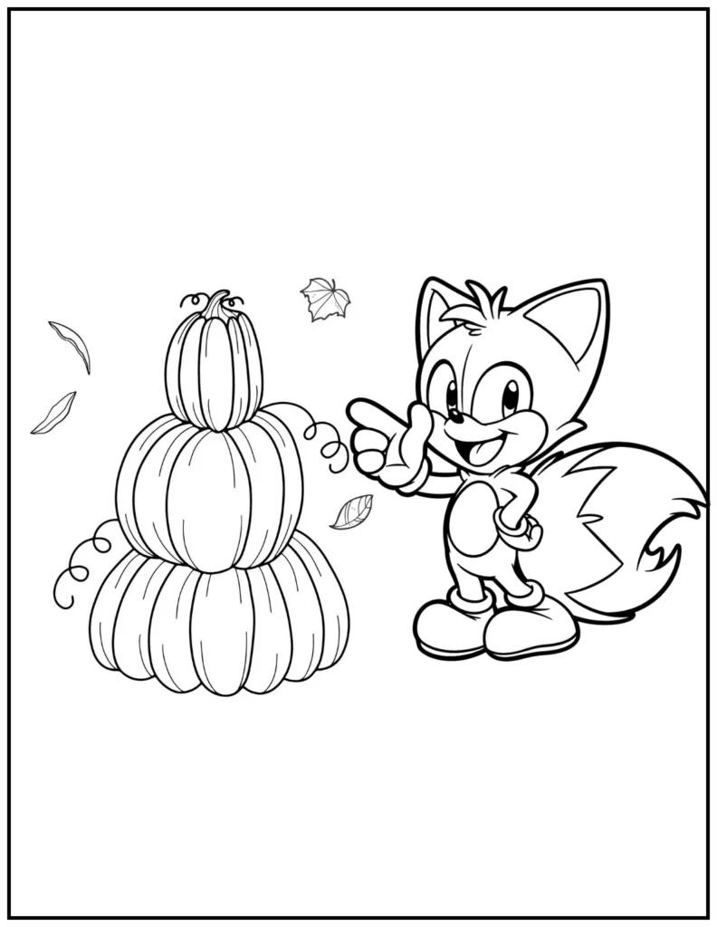 sonic thanksgiving with pumpkins coloring page